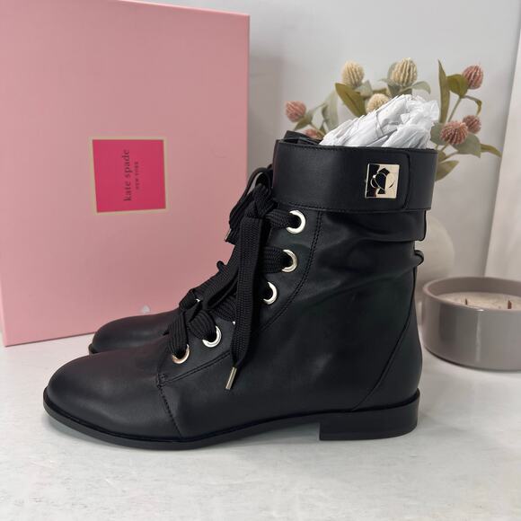 Kate Spade New York Ruby Lace Up Bootie Black Preppy Women's 9M Tried On - Picture 3 of 11